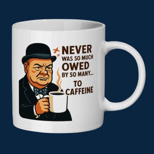 Tazza da caffè Churchill – “Mai dovuto così tanto…” / Divertente regalo storico