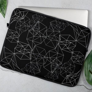 Geometric Laptop Sleeve Black White Padded Travel Laptop Case 13 Inch 15 Inch MacBook Sleeve Laptop Bag For Work Back To School Gift Idea
