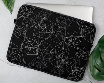 Geometric Laptop Sleeve Black White Padded Travel Laptop Case 13 Inch 15 Inch MacBook Sleeve Laptop Bag For Work Back To School Gift Idea