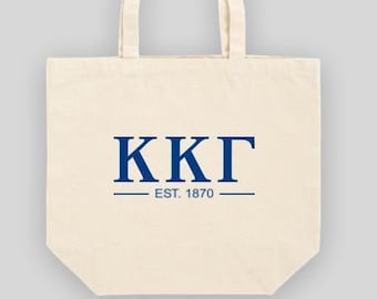 Kappa Kappa Gamma, natural tote bag, sorority tote bag, sorority bag, KKG bag, KKG, greek bag, gift for big, Affinity Officially Licensed