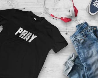 PRAY Christian T-Shirt | Faith Graphic Tee, Religious Apparel| Church shirt