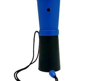 Storus® SuperHorn, Atembetriebenes Horn für Sicherheit, Partys, Sport, Kundgebungen, Demonstrationen, Wandern, Camping + mehr - Blau + Schwarz