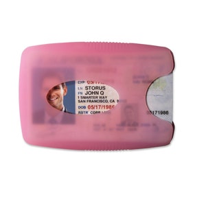 Jelly Wallet, Estuche para tarjetas de crédito, delgado, minimalista, antideslizante, de silicona, impermeable, + soporte para dinero para hombres, mujeres, estudiantes y niños, color rosa translúcido
