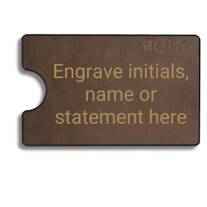 Storus® Smart Wallet® Leather, Slim Minimalist RFID Blocking Card Holder Money Clip with Engraving Option on Back Side - Brown