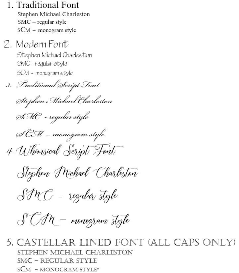 Storus font selections