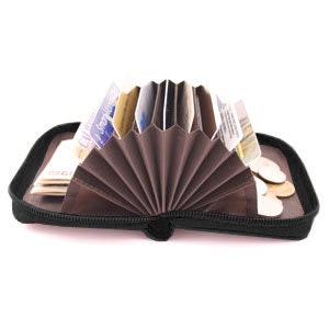 Carteira Smart Accordion, capa para cartão de couro curtido italiano para homens, mulheres, aniversário, Natal, Dia dos Pais, presente - preta