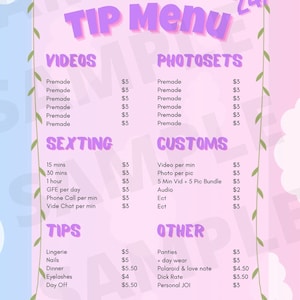 Cute Onlyfans Tip Menu