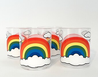 Rainbow plastic cups, set of 4