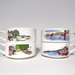 1980s campbells bowls with handles kids dishware Vintage Campbell's Kids soup mugs