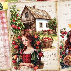 Vintage Autumn Digital Paper "Apple Farm" Scrapbook Kit Junk Journal Digital Download Printable Digital Art