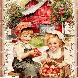 Kit per scrapbooking "Apple Pies" in carta digitale vintage, diario spazzatura stampabile, download digitale