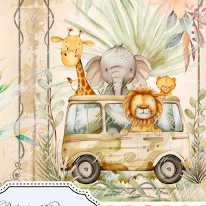 papier digital " Petit Safari" scrapbooking kit junk journal téléchargement numérique imprimable