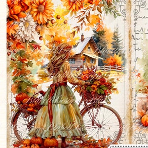 Vintage digitaal papier "Autumn Stroll" scrapbooking kit, printbaar en digitaal te downloaden