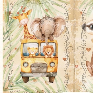 Kit di carta stampata neutra "Petit Safari" kit diario spazzatura carte per scrapbooking