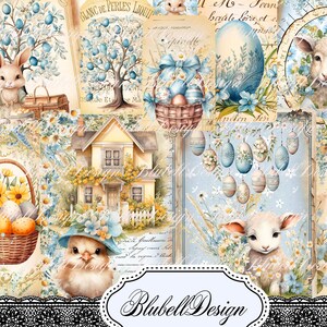 Retro-Digitalpapier "Easter Friends" Scrapbooking Kit Junk Journal druckbarer digitaler Download