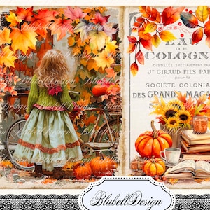 Vintage digital paper "Autumn Stroll" scrapbooking kit junk journal printable digital download