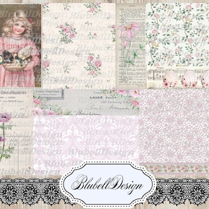 Pastell Vintage digitale Papiere „Ostern Collage“ Scrapbooking Junk Journal Kit druckbarer digitaler Download digitales Papier