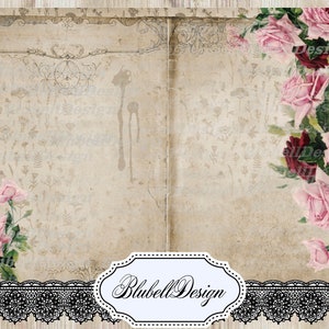 Vintage digitale Papiere „Rose Journal“ Scrapbooking Junk Journal Kit digitaler Download druckbares digitales Papier