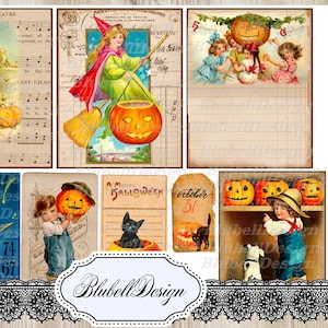 Kit de papel digital imprimible para scrapbooking y diario basura con "Efímera de Halloween"