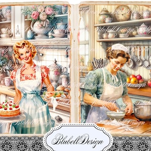vintage digitaal papier keuken "Receptenboek" scrapbooking kit junk journal digitale download afdrukbaar