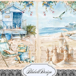 papier digital vacances d'été  " Mer du Nord" scrapbooking kit junk journal téléchargement numérique imprimable