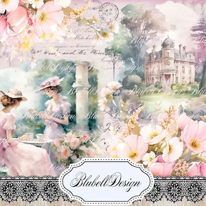 Shabby bedrucktes Papierset "Afternoon Tea" Junk Journal Kit Scrapbooking Papier