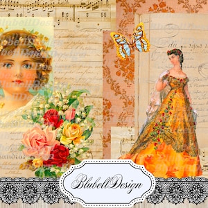 Carte digitali vintage "Ambra" kit per scrapbooking junk journal download digitale carta digitale stampabile