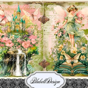 papier digital féérique  "Forêt Enchantée" scrapbooking kit junk journal téléchargement numérique imprimable