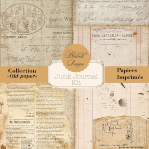 Kit papiers imprimés vintage grunge "Old paper" kit junk journal papiers scrapbooking
