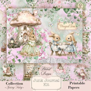 papel digital "Fada da Primavera" kit de scrapbooking diário lixo download digital papel digital para impressão