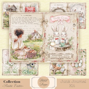 Kit papiers imprimés vintage "Rustic Easter" kit junk journal papier scrapbooking