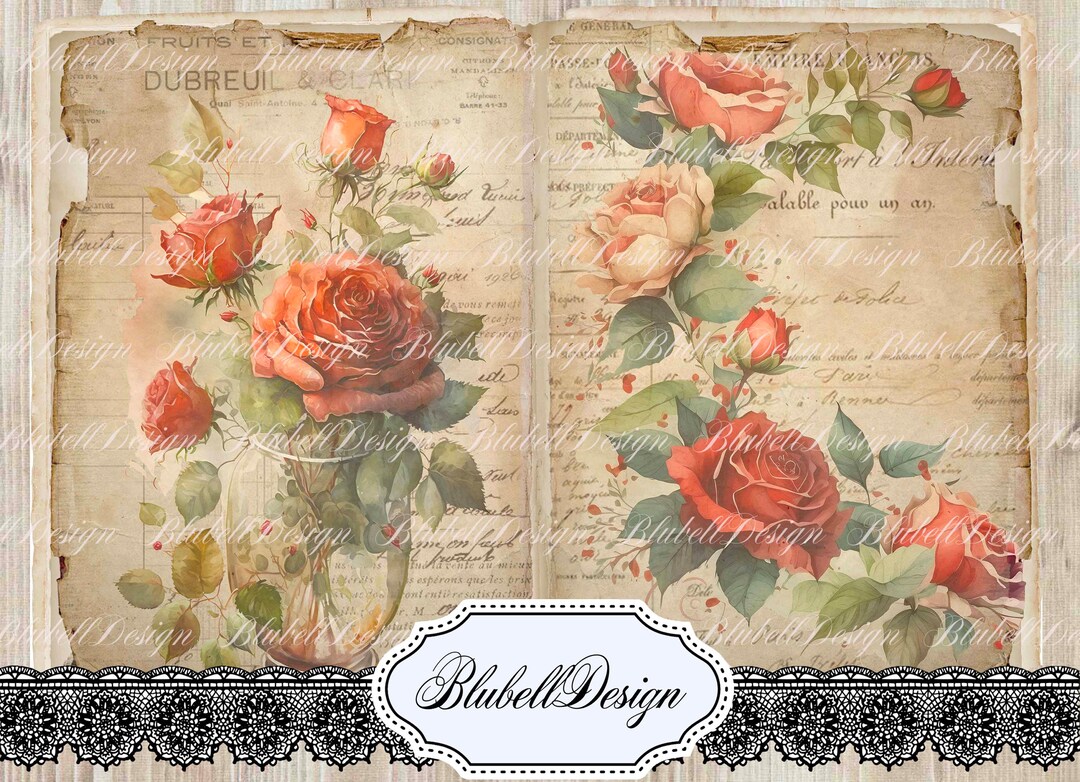 Vintage Digital Paper basic Journal Scrapbooking Kit Junk Journal