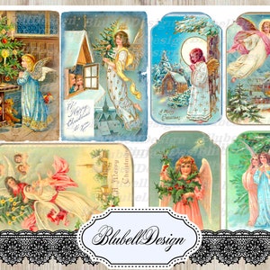 papier numérique "Anges de Noël " scrapbooking junk journal kit téléchargement numérique imprimable papier digital
