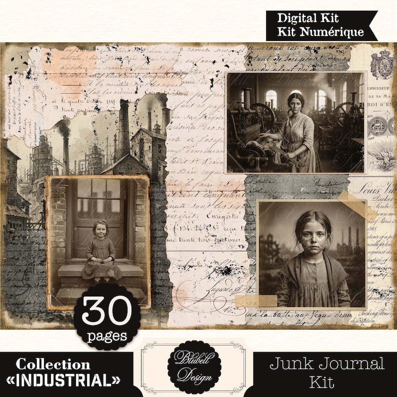 Grunge Digital Paper "industrial" Scrapbooking Kit Junk Journal - Etsy