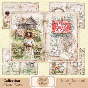 papier digital vintage " Rustic Easter" scrapbooking kit junk journal téléchargement numérique imprimable art digital