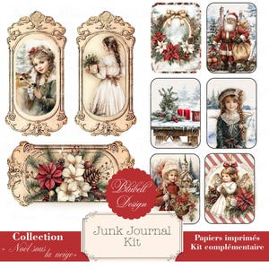 Kit complementario de papel impreso "Navidad bajo la nieve" kit de efímeras de scrapbooking de papel de diario basura