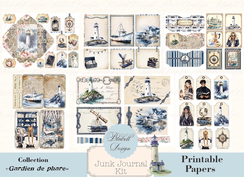 Digital Paper "lighthouse Keeper" Scrapbooking Kit Junk Journal ...
