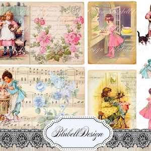 papiers numériques vintage "Petite Maman" éphémères scrapbooking junk journal kit téléchargement numérique imprimable papier digital