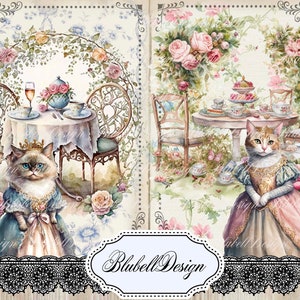 Kit papiers imprimés victorien  "Roi des chats " kit junk journal scrapbooking