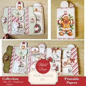 papier digital  KIT FOLIO "Famille pain d'épices " scrapbooking kit junk journal téléchargement numérique imprimable pour les enfants