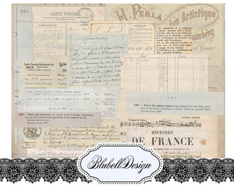 Kit papiers imprimés vintage  "Collage bouts de papiers" kit junk journal scrapbooking