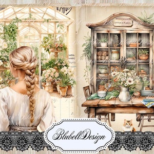 papier digital " Maison de campagne" scrapbooking kit junk journal téléchargement numérique imprimable