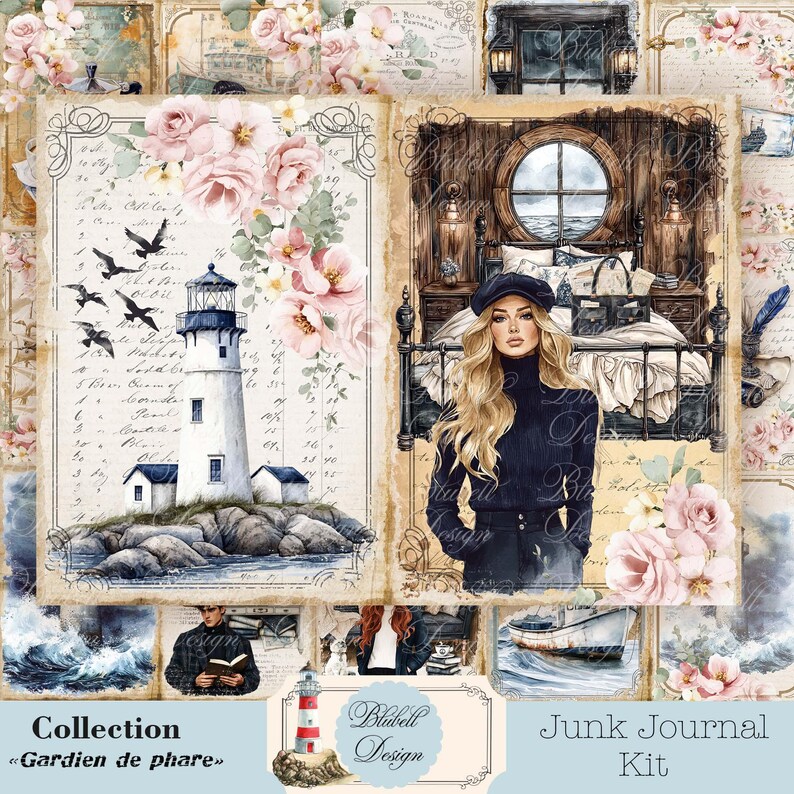 Digital Paper "lighthouse Keeper" Scrapbooking Kit Junk Journal ...