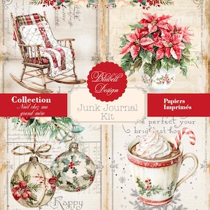 Kit papiers imprimés vintage "Noël chez Grand-Mère" kit junk journal papiers scrapbooking