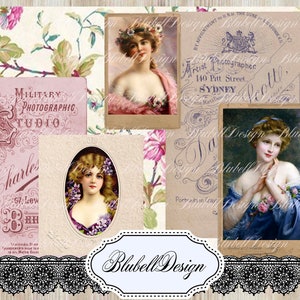 Vintage digitale Papiere „Porträts“ Scrapbooking Junk Journal Kit digitaler Download druckbares digitales Papier