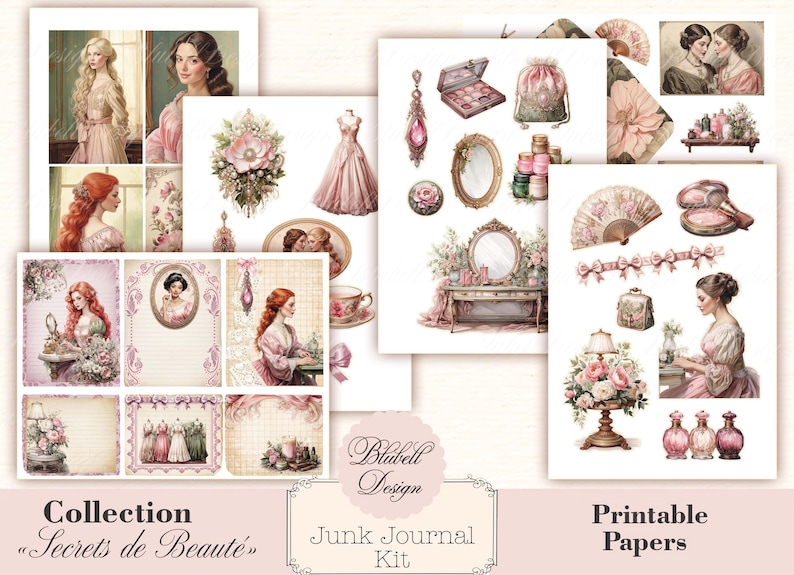 Victorian Digital Paper "beauty Secrets" Scrapbooking Kit Junk Journal ...