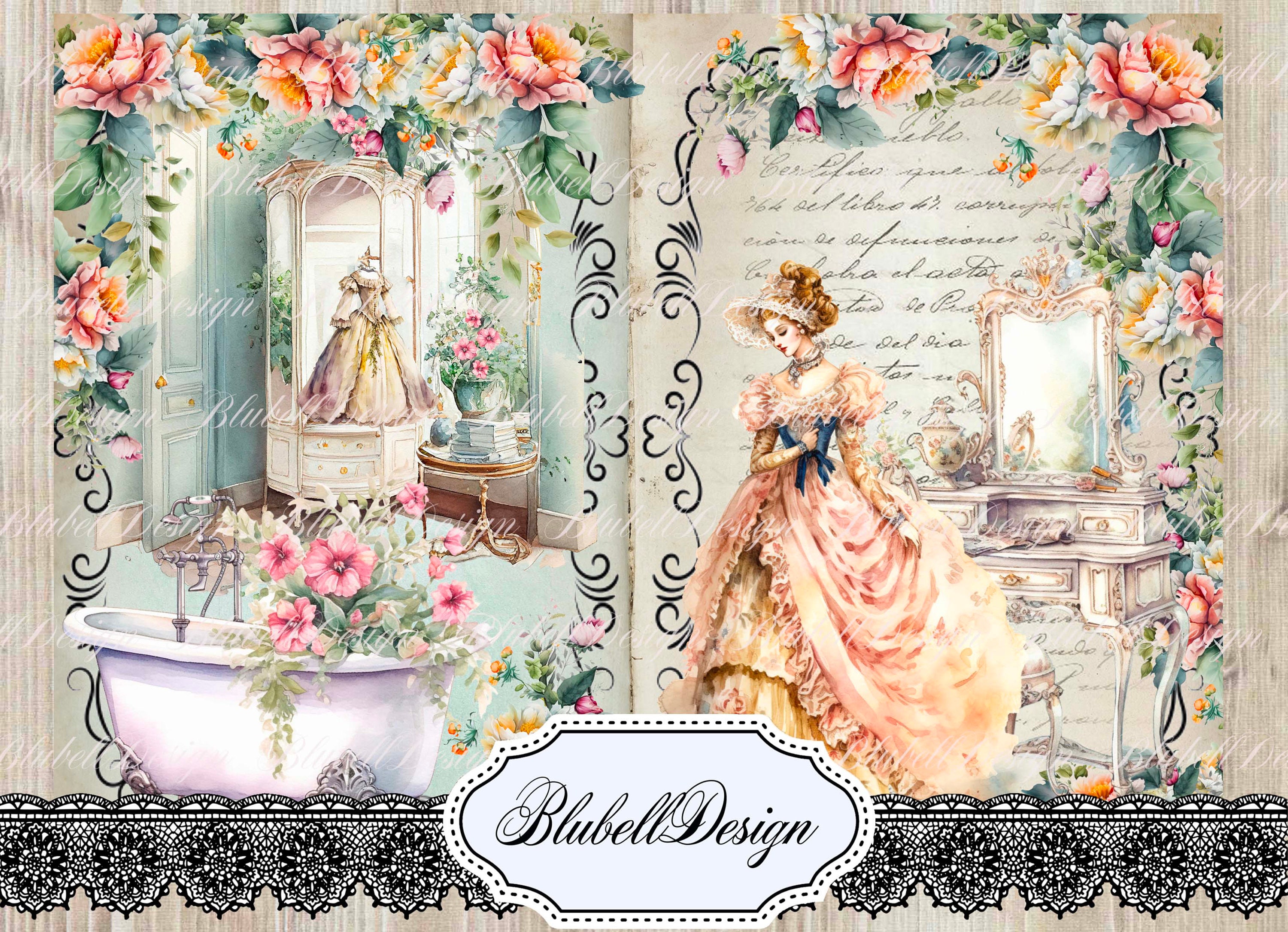 Victorian Digital Paper "makeover" Scrapbooking Kit Junk Journal ...