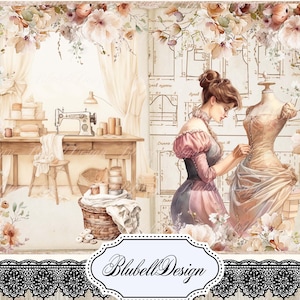 Vintage-Druckpapier-Set „Passion Couture“ Junk Journal Kit Scrapbooking-Papier