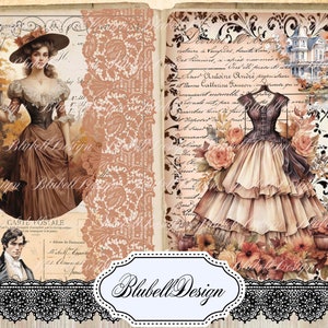 Kit di carta stampata "Lady Autumn's Journal" per scrapbooking con diario di scarto