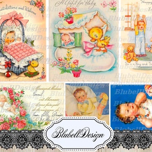 papiers numériques vintage "Adorable "  bébés scrapbooking junk journal kit téléchargement numérique imprimable papier digital